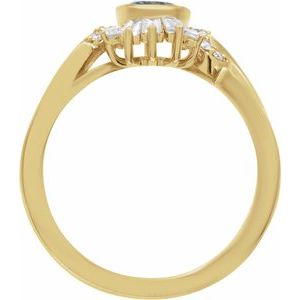 14K Yellow Gold Natural London Blue Topaz & 1/2 CTW Natural Diamond Halo-Style Ring Size 7