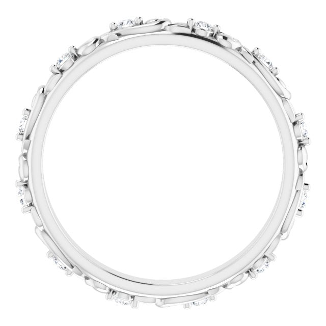 14K White Gold Round 1.5 Mm Si2-Si3, G-H Polished 1/6 Ctw Natural Diamond Floral Band