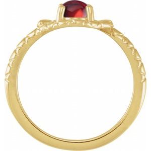 14K Yellow Gold Oval 7 X 5 Mm Polished Natural Mozambique Garnet Snake Ring Size 7