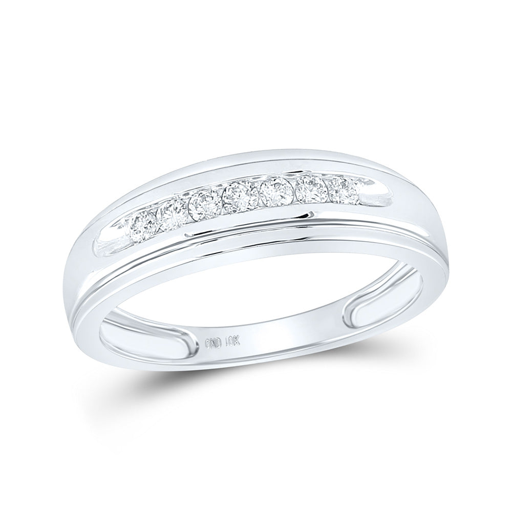 10K White Gold Mens Round Diamond Wedding Band Ring 1/4 Cttw, Mens Size: 7-13