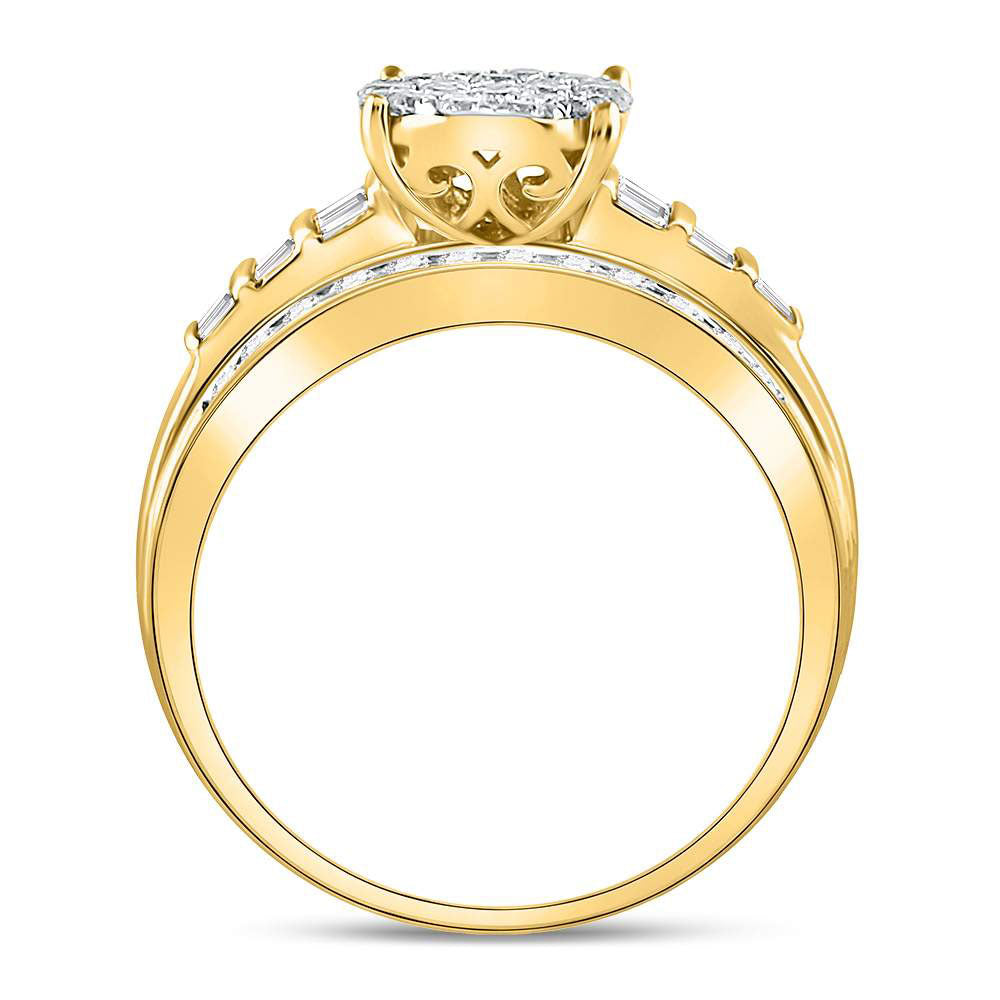 10K Yellow Gold Round Diamond Oval Bridal Wedding Engagement Ring 1 Cttw, Womens Size: 5-10