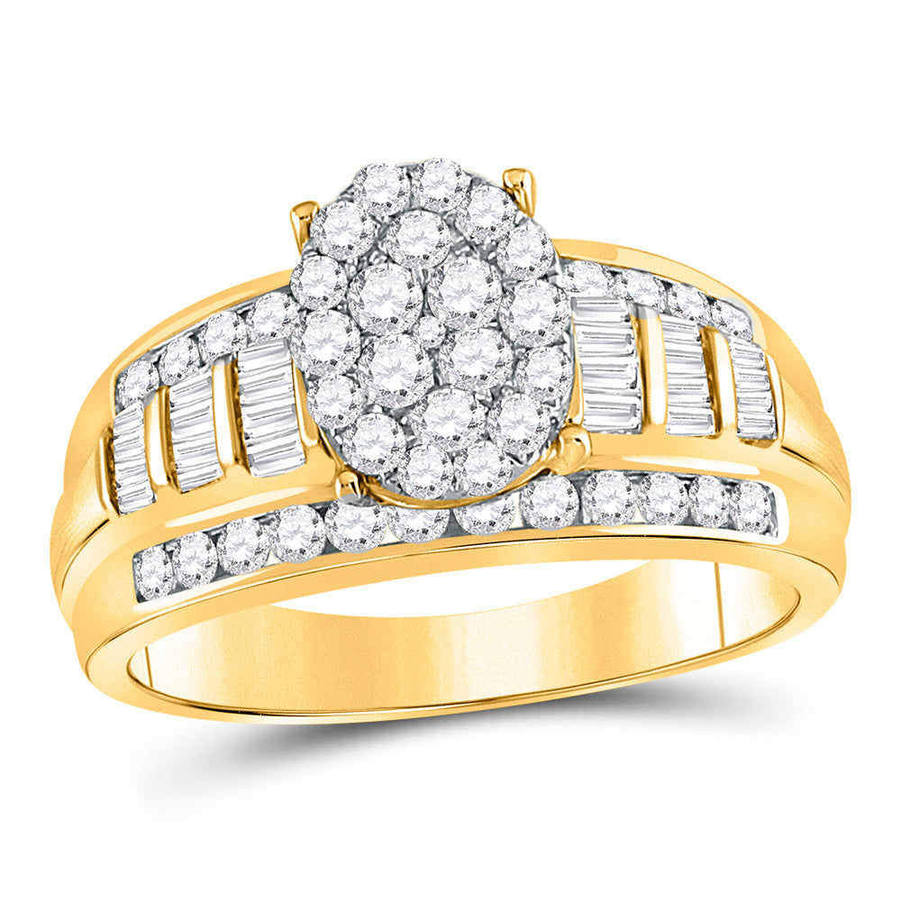 10K Yellow Gold Diamond Oval Cluster Bridal Wedding Engagement Ring 1 Cttw, Womens Size: 5-10