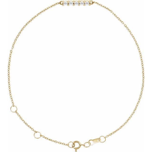 14K Yellow Or Rose Gold Or Sterling Silver Or Platinum Round 2 Mm 15.67 X 2.32 Mm Polished Natural Gemstone Minimalist Cabochon Bar 6 1/2-7 1/2 In Bracelet