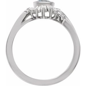 14K White Gold Natural London Blue Topaz & 1/2 CTW Natural Diamond Halo-Style Ring Size 7