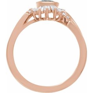 14K Rose Gold Natural London Blue Topaz & 1/2 CTW Natural Diamond Halo-Style Ring Size 7