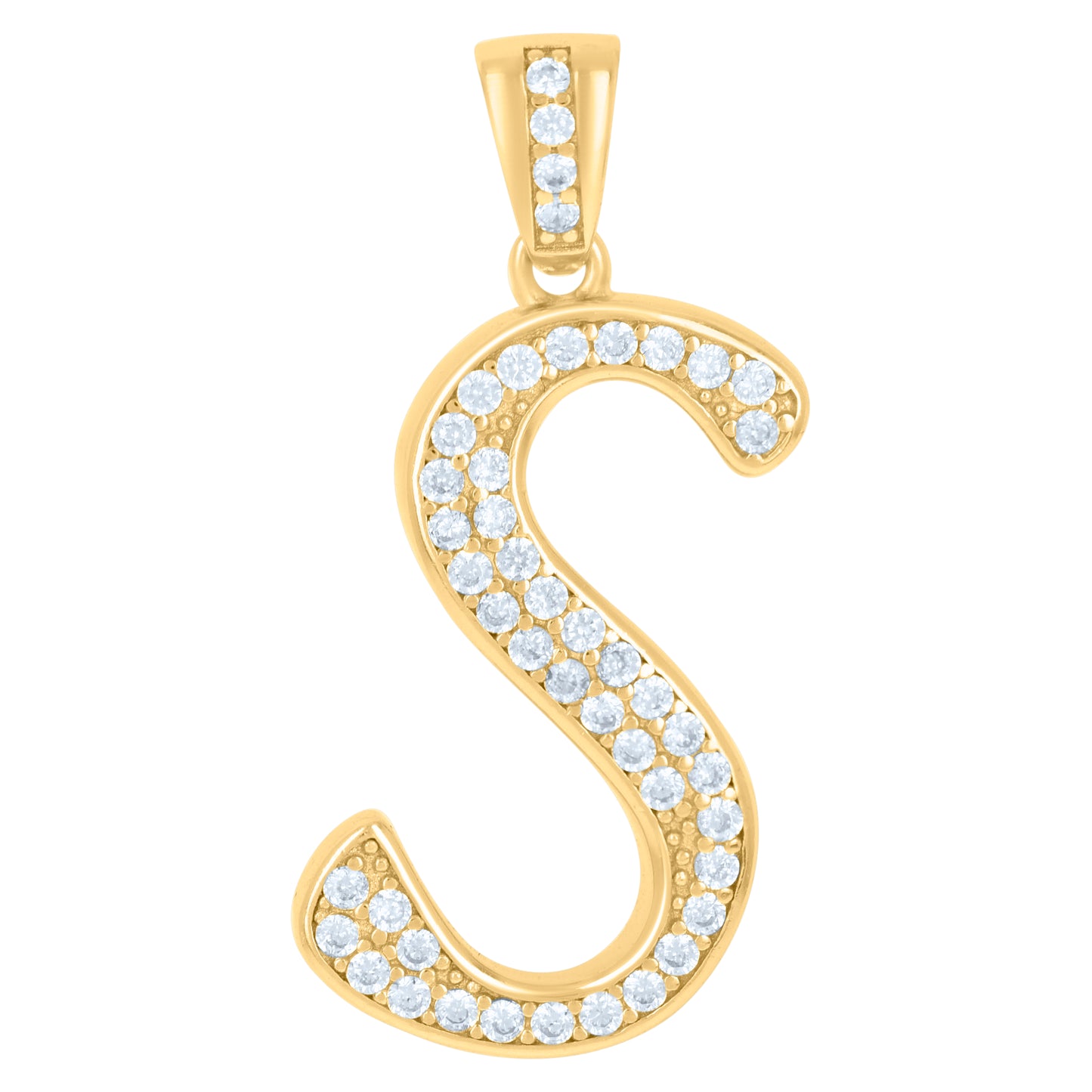 Sterling Silver Unisex Cubic-Zirconia Initial Alphabet Charm Pendant