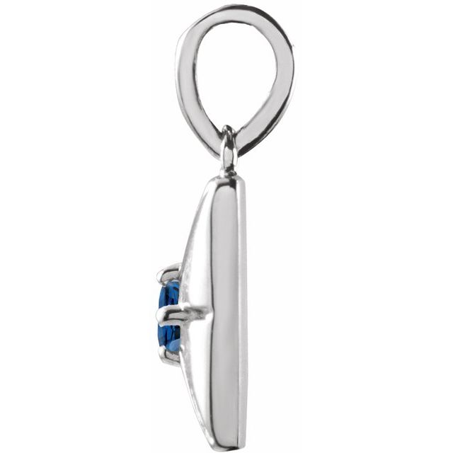 Sterling Silver Round 2 Mm Polished Natural Blue Sapphire Pendant