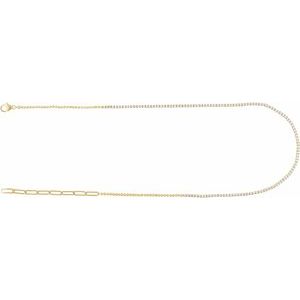14K Yellow Gold Round 1.8Mm G-H I1 3 1/5 Ctw Natural Diamond Adjustable Line Necklace, Length: 18 In