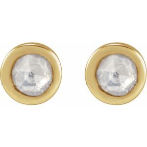 14K Yellow Gold Round 1.5Mm Vs/Si1, Ghi .02 Ctw Natural Diamond Rose-Cut Youth Bezel-Set Earrings