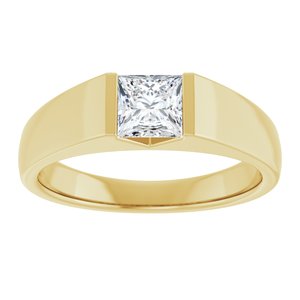 14K Yellow Gold Square 5.35 X 5.35 Mm F+ Vs 1 Ct Lab-Grown Diamond Solitaire Band Size 10