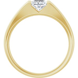 14K Yellow Gold Square 5.35 X 5.35 Mm F+ Vs 1 Ct Lab-Grown Diamond Solitaire Band Size 10