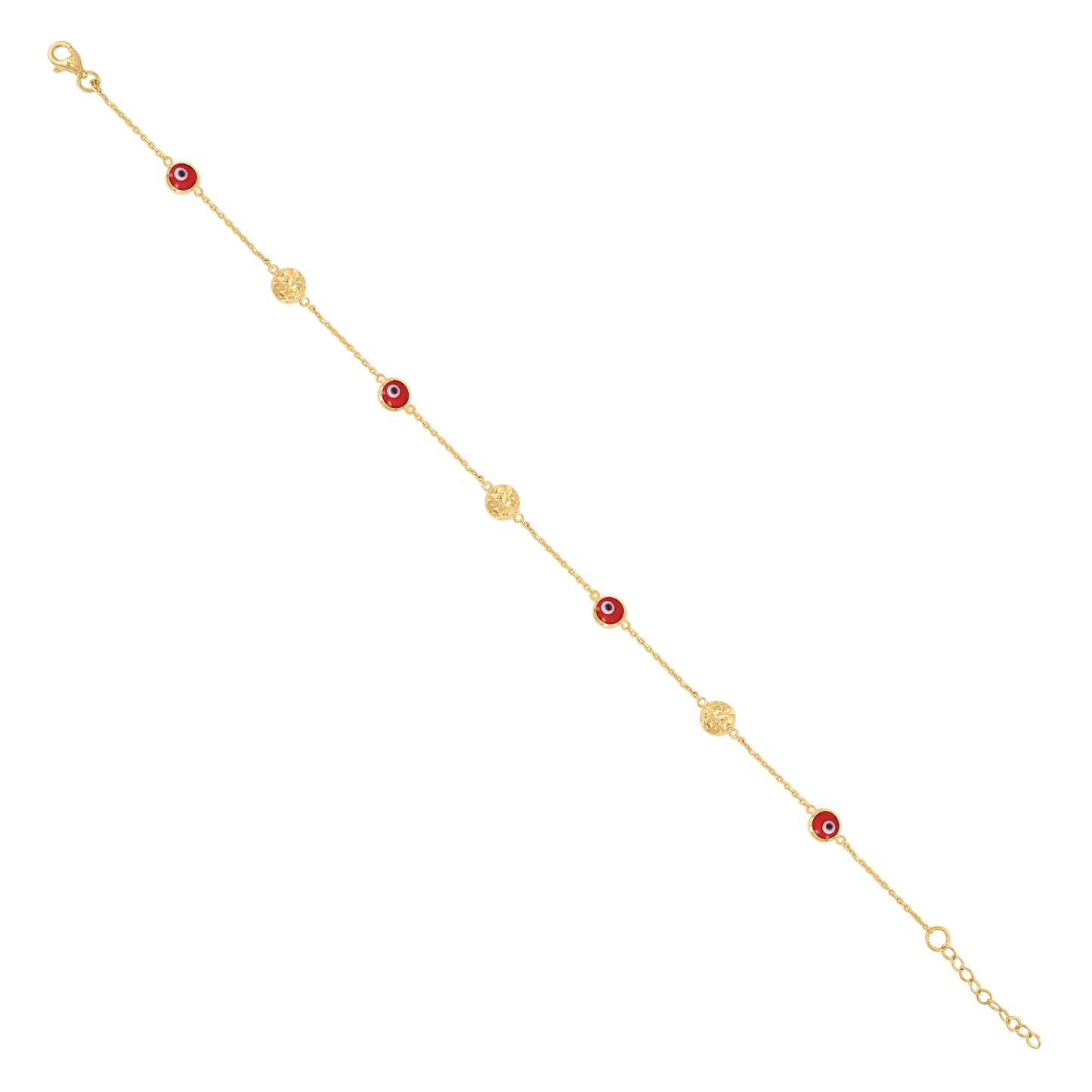10K Yellow Gold Womens Enamel Evil Eye Chain Anklet Size 10 Inches