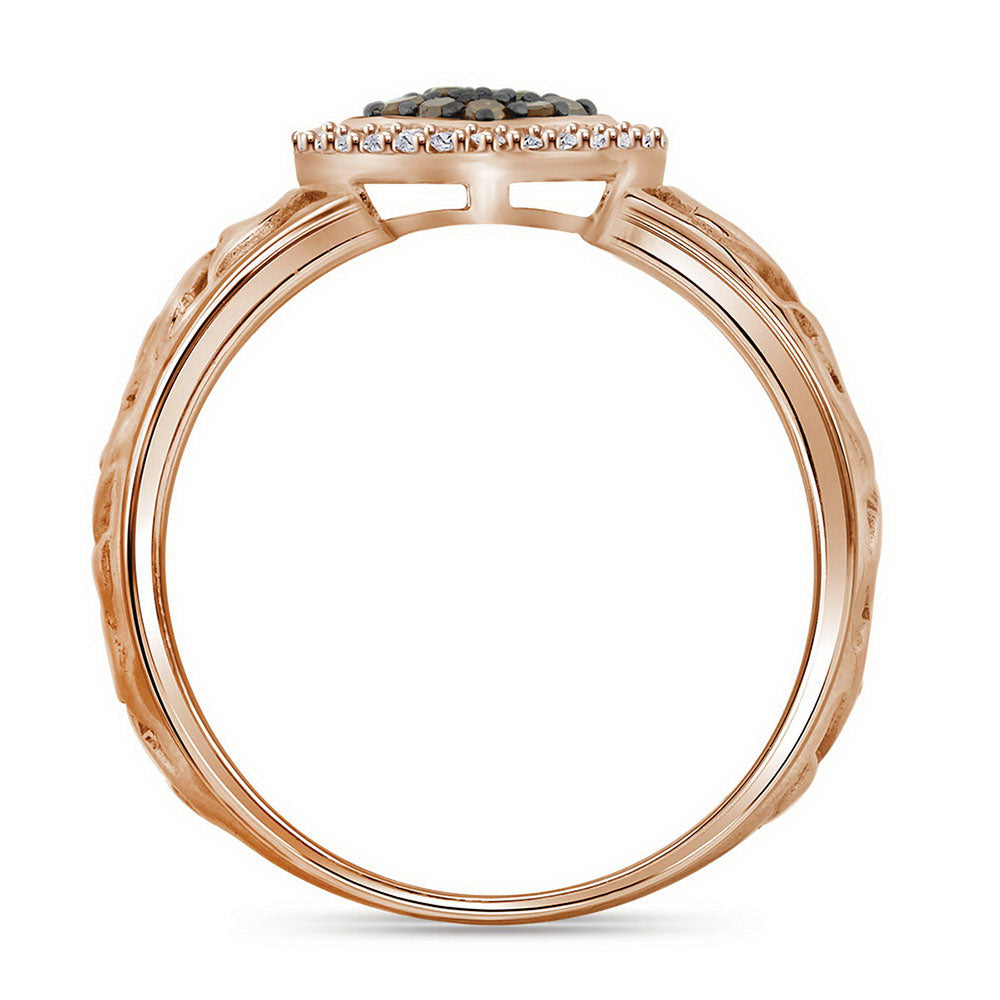 10K Rose Gold Womens Round Brown Diamond Heart Ring 1/4 Cttw, Womens Size: 5-10