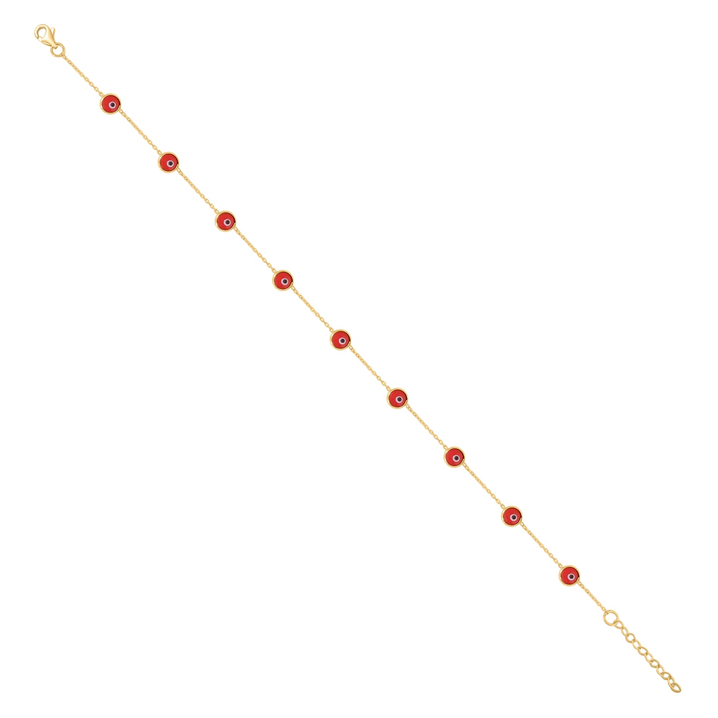 10K Yellow Gold Womens Enamel Evil Eye Chain Anklet Size 10 Inches