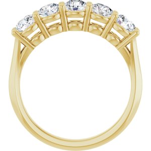 14K Yellow Gold Round 4.1 Mm Polished 1 1/3 Ctw Lab-Grown Diamond Anniversary Band Size 7