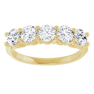 14K Yellow Gold Round 4.1 Mm Polished 1 1/3 Ctw Lab-Grown Diamond Anniversary Band Size 7