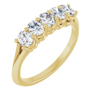 14K Yellow Gold Oval 4 X 3 Mm Polished 3/4 Ctw Lab-Grown Diamond Anniversary Band Size 7