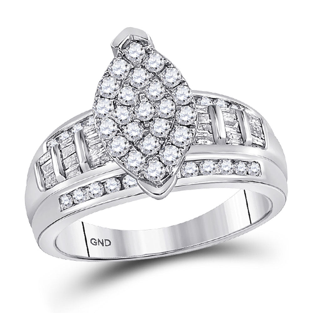 10K White Gold Round Diamond Oval Bridal Wedding Engagement Ring 1/2 Cttw, Womens Size: 5-10