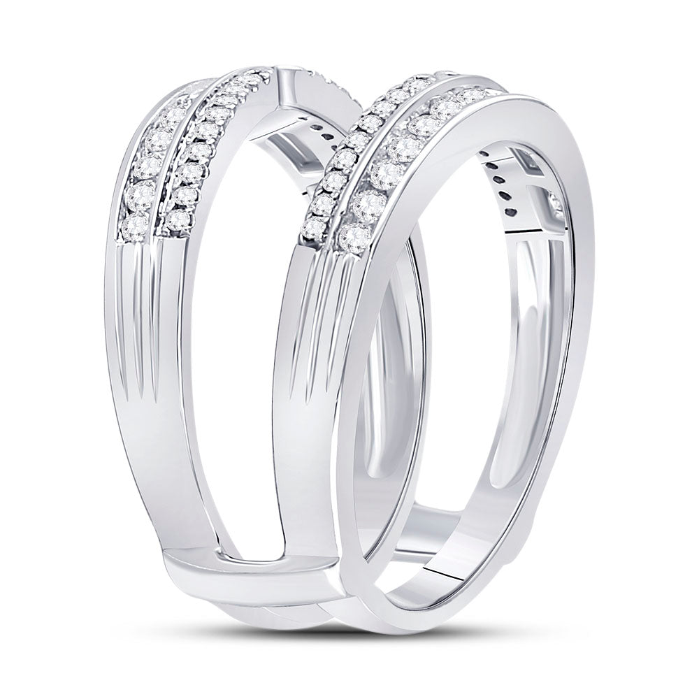 14K White Gold Womens Round Diamond Wrap Ring Guard Enhancer 1/2 Cttw, Womens Size: 5-10