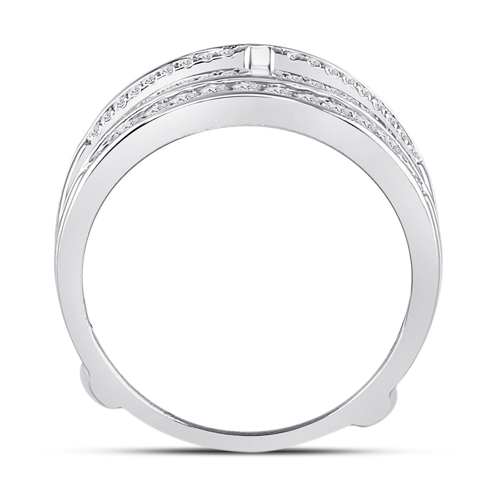 14K White Gold Womens Round Diamond Wrap Ring Guard Enhancer 1/2 Cttw, Womens Size: 5-10
