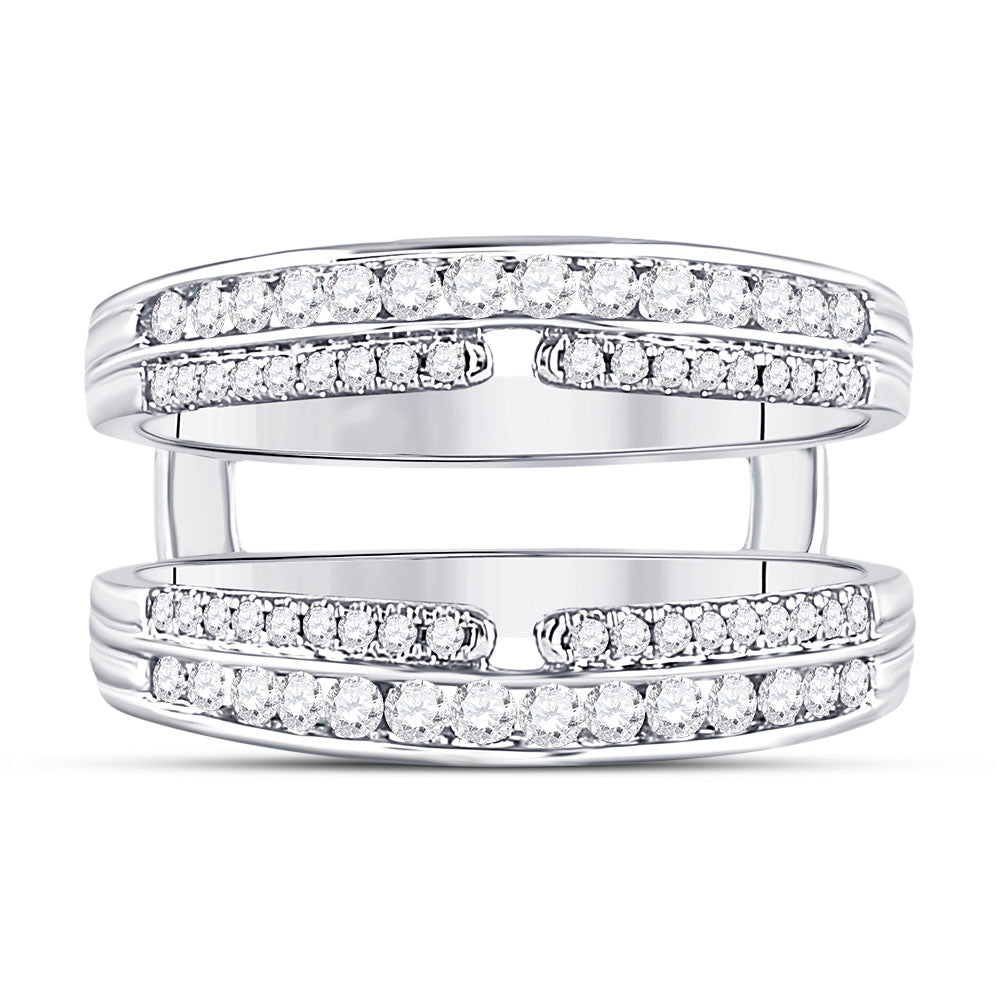 14K White Gold Womens Round Diamond Wrap Ring Guard Enhancer 1/2 Cttw, Womens Size: 5-10