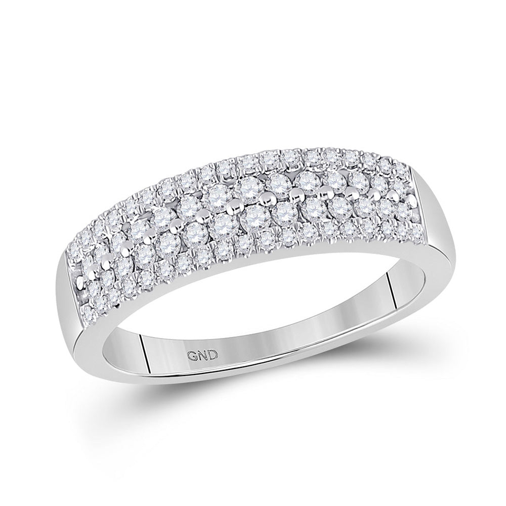 10K White Gold Womens Round Diamond Pave Band Ring 1/2 Cttw, Womens Size: 5-10
