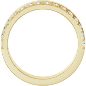 14K Yellow Gold Round 1.7 Mm G-H Si2-Si3 1/3 Ctw Natural Diamond Double Row Anniversary Band Size 7