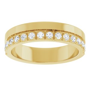 14K Yellow Gold Round 1.7 Mm G-H Si2-Si3 1/3 Ctw Natural Diamond Double Row Anniversary Band Size 7