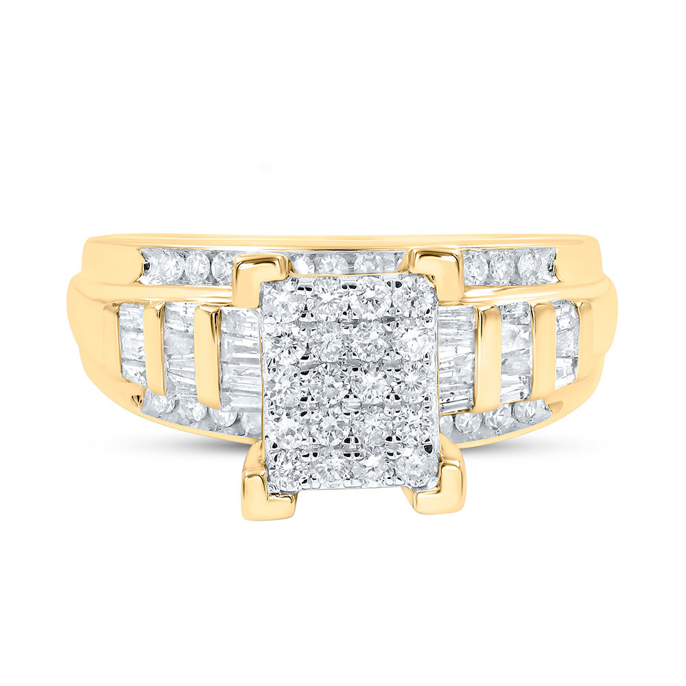 10K Yellow Gold Round Diamond Bridal Wedding Engagement Ring 7/8 Cttw, Womens Size: 5-10