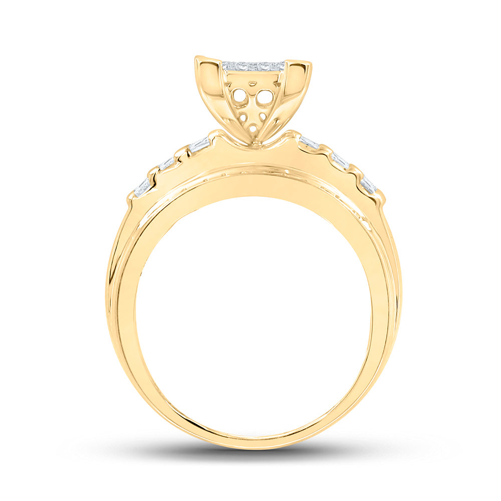 10K Yellow Gold Round Diamond Bridal Wedding Engagement Ring 7/8 Cttw, Womens Size: 5-10