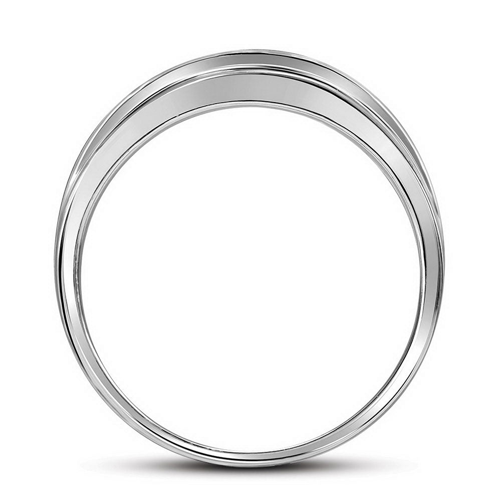 10K White Gold Mens Princess Diamond Single Row Wedding Band Ring 1/2 Cttw, Mens Size: 7-13