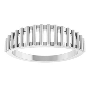 14K White Gold Polished Deco Cutout Ring Size 7