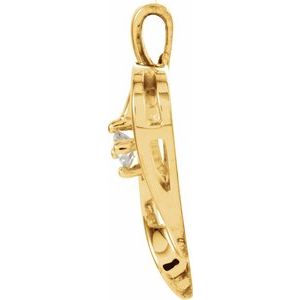 14K Yellow Gold Round 3Mm G-H I1 1/10 Ct Natural Diamond Heart Pendant