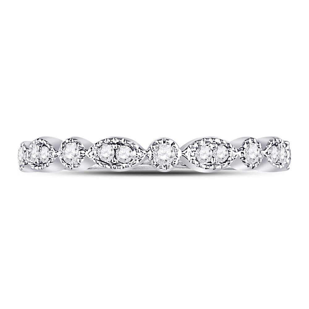 10K White Gold Womens Round Diamond Marquise Dot Stackable Band Ring 1/6 Cttw, Womens Size: 5-10