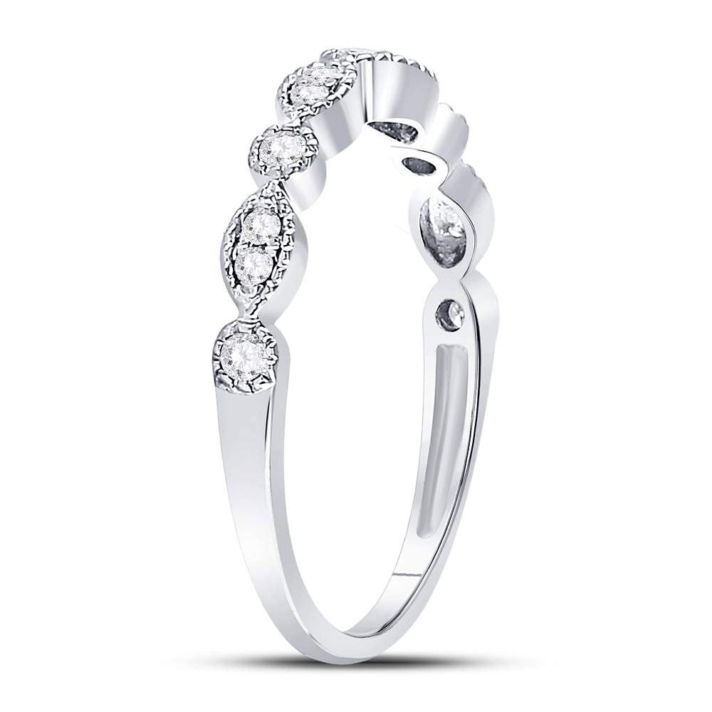 10K White Gold Womens Round Diamond Marquise Dot Stackable Band Ring 1/6 Cttw, Womens Size: 5-10