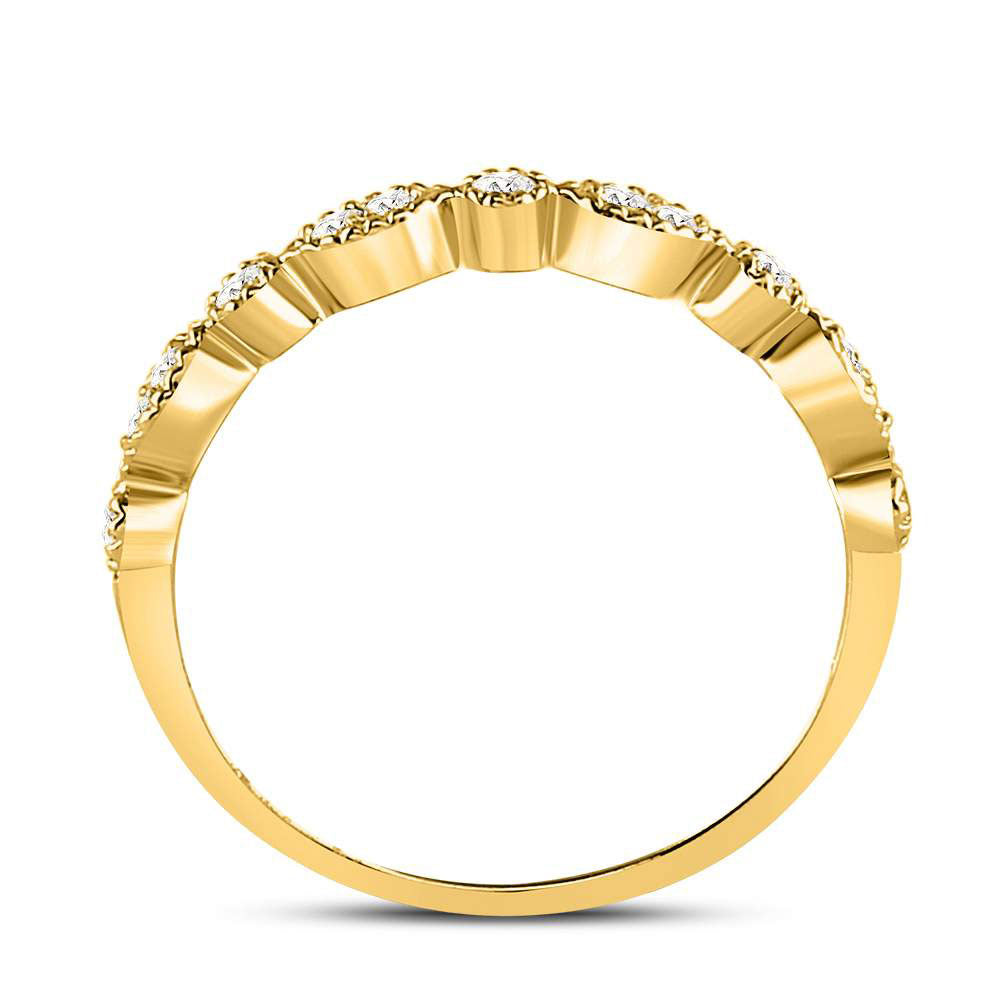 10K Yellow Gold Womens Round Diamond Marquise Dot Stackable Band Ring 1/6 Cttw, Womens Size: 5-10