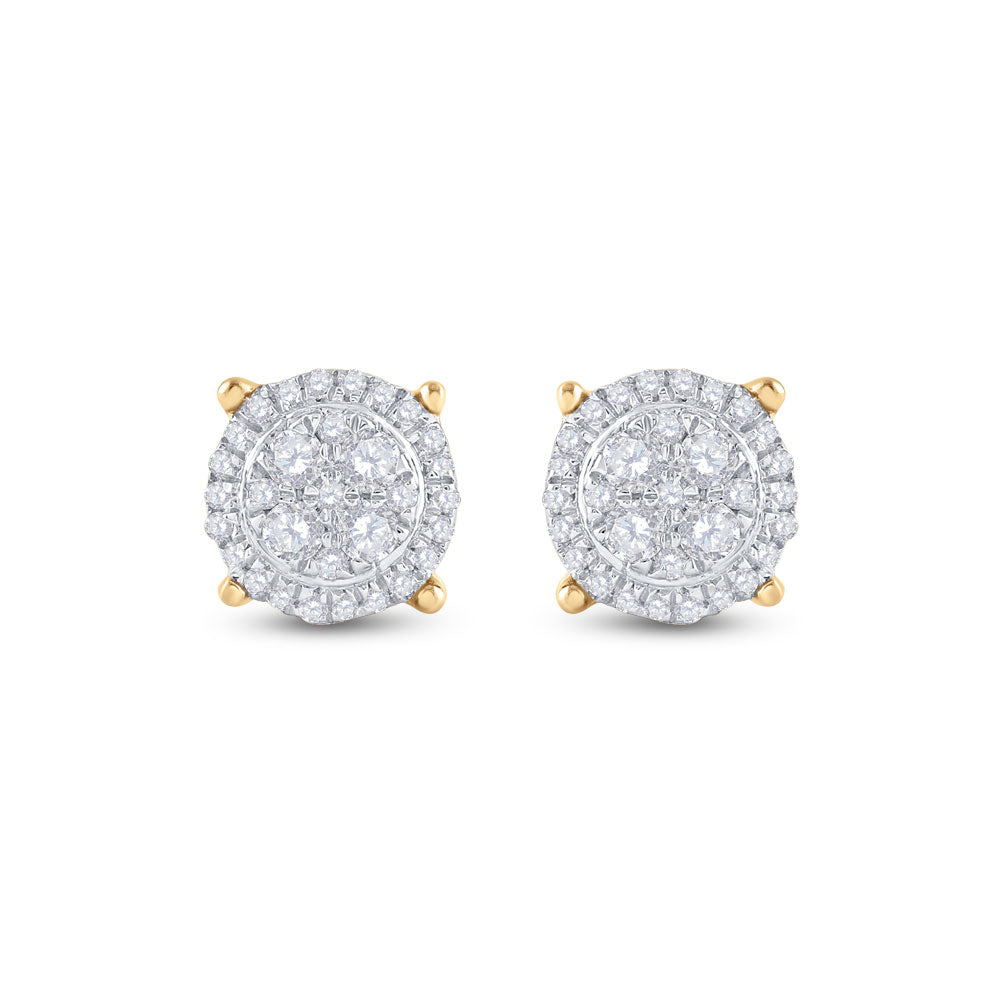 10K White Or Yellow Gold Womens Round Diamond Cluster Earrings