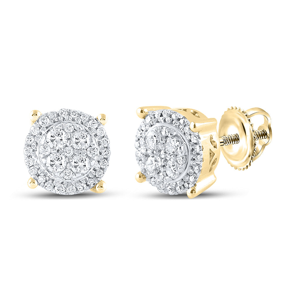 10K White Or Yellow Gold Womens Round Diamond Cluster Earrings