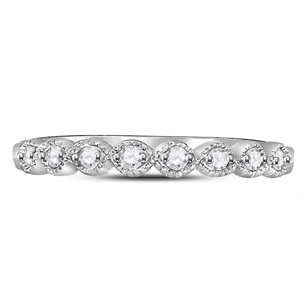 10K Yellow Or White Or Rose Gold Womens Round Diamond Stackable Band Ring , Womens Size: 5-10