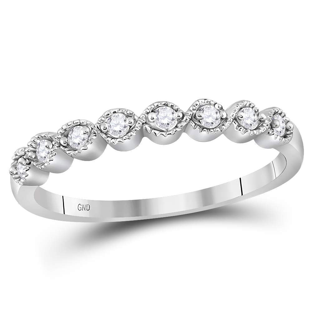 10K Yellow Or White Or Rose Gold Womens Round Diamond Stackable Band Ring , Womens Size: 5-10