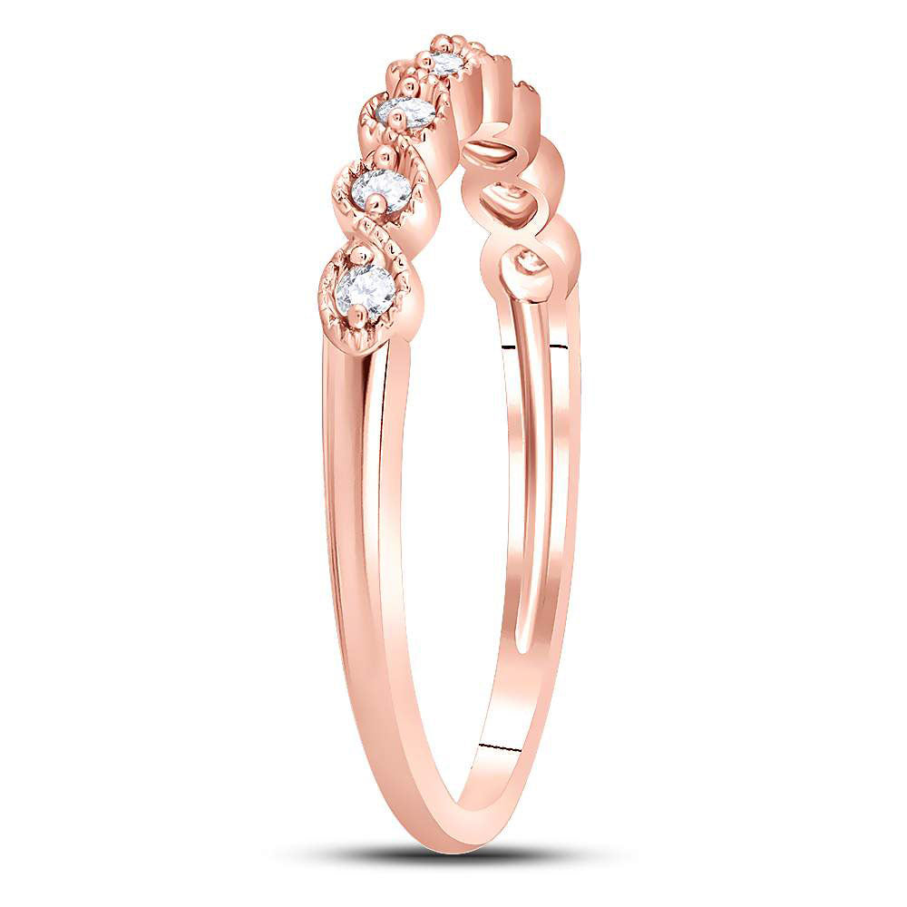 10K Yellow Or White Or Rose Gold Womens Round Diamond Stackable Band Ring , Womens Size: 5-10