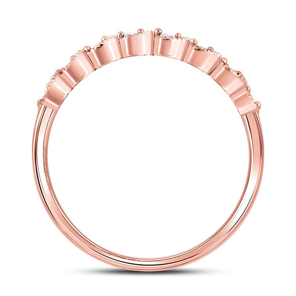 10K Yellow Or White Or Rose Gold Womens Round Diamond Stackable Band Ring , Womens Size: 5-10