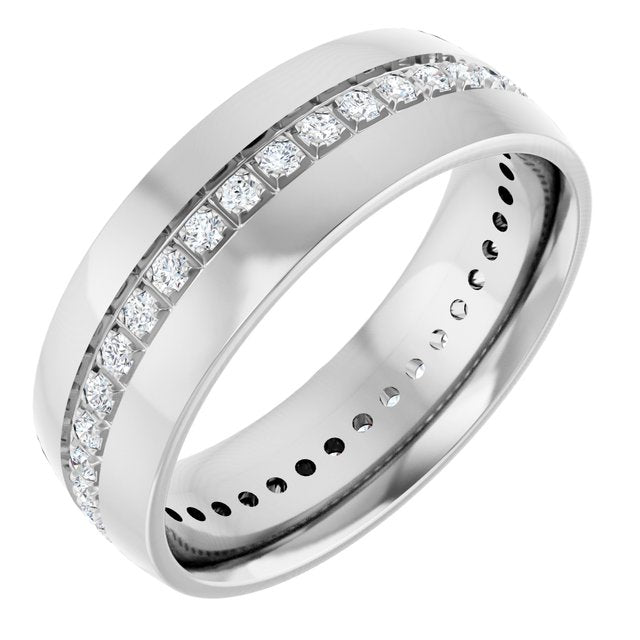 14K White Gold Round 1.5 Mm Vs, F+ Polished Lab-Grown Diamond Band, Size 10