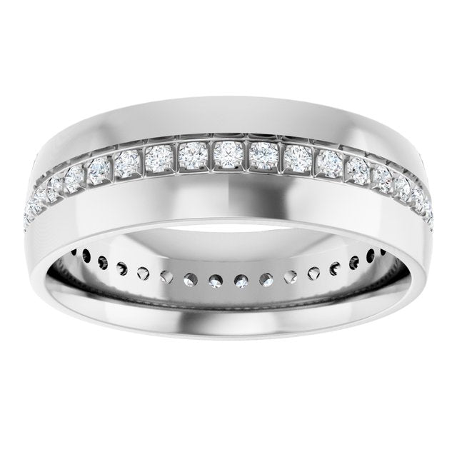 14K White Gold Round 1.5 Mm Vs, F+ Polished Lab-Grown Diamond Band, Size 10