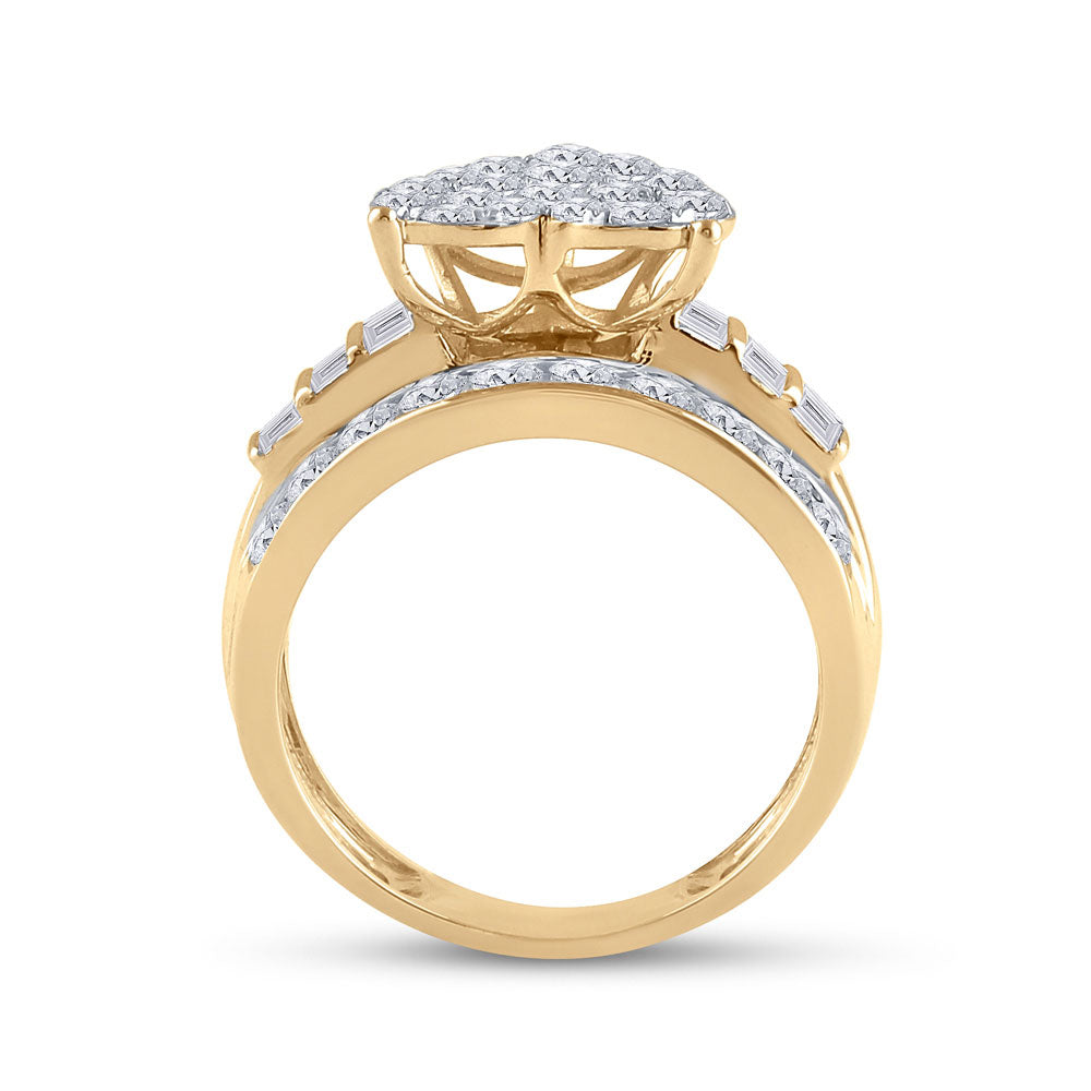 10K Yellow Gold Round Diamond Heart Bridal Wedding Engagement Ring 2 Cttw, Womens Size: 5-10