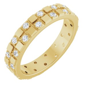 14K Yellow Gold Round 1.5 Mm G-H Si1-Si2 3/8 Ctw Natural Diamond Band Size 7