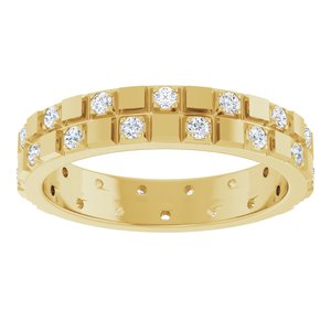 14K Yellow Gold Round 1.5 Mm G-H Si1-Si2 3/8 Ctw Natural Diamond Band Size 7