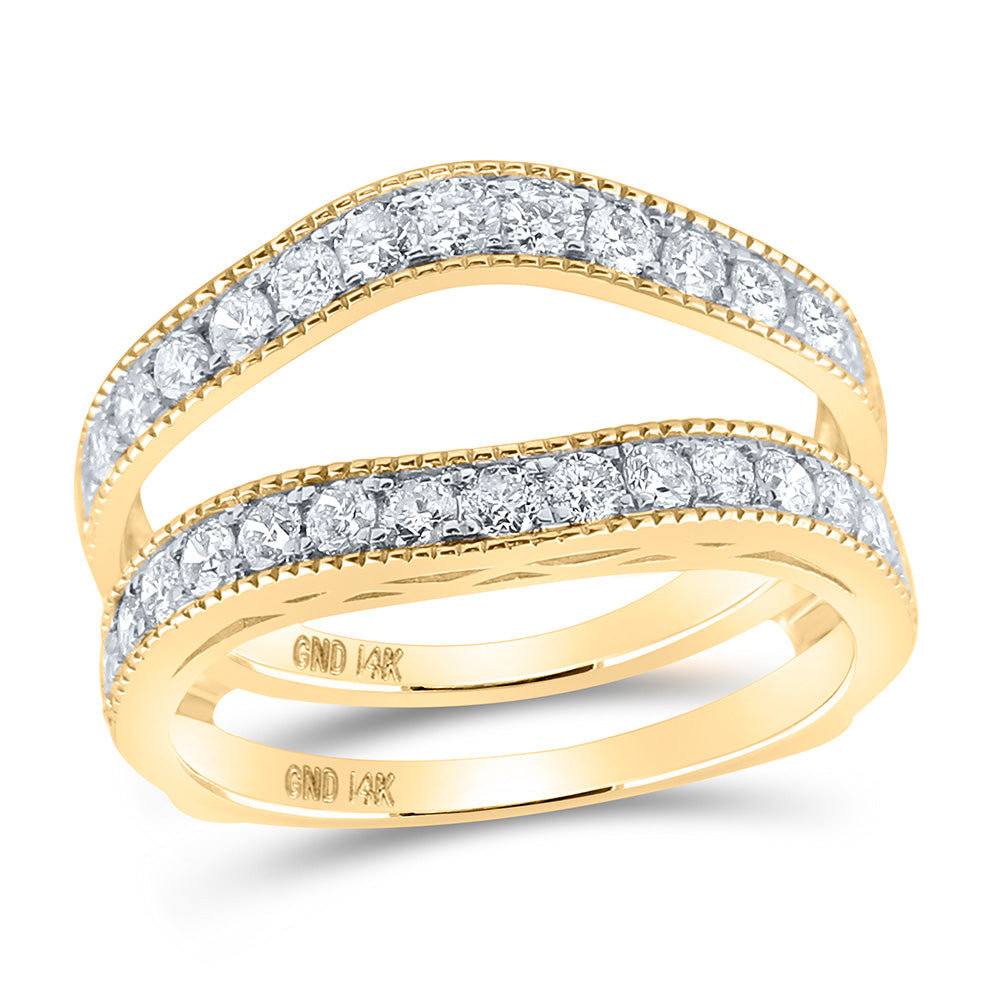 14K Yellow Gold Womens Round Diamond Wedding Wrap Ring Guard Enhancer 1 Cttw, Womens Size: 5-10