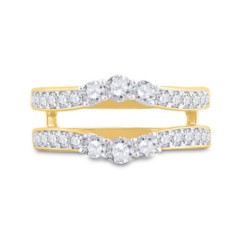 14K Yellow Gold Womens Round Diamond Wedding Wrap Ring Guard Enhancer 1 Cttw, Womens Size: 5-10