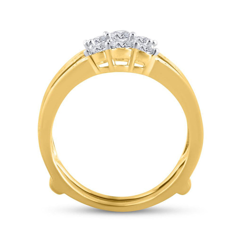 14K Yellow Gold Womens Round Diamond Wedding Wrap Ring Guard Enhancer 1 Cttw, Womens Size: 5-10